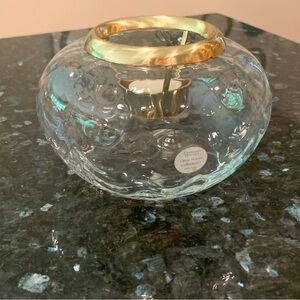 New Princess House optic waves crystal tealight candle holder potpourri vase 485